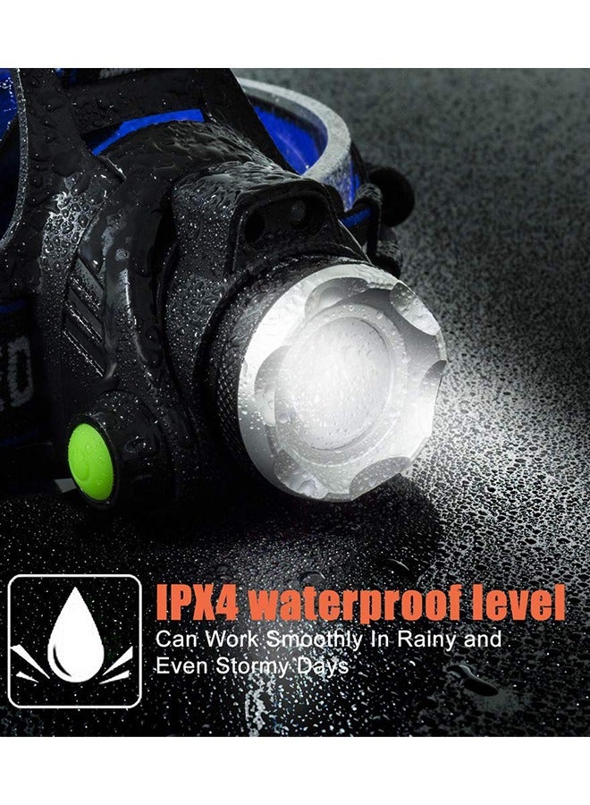 Loquat Super Bright Headlamp, USB Rechargeable Led Head Lamp, IPX4 Zoomable Waterproof Headlight with 3 Modes and Adjustable Headband for Camping, Hiking, Outdoors, Hunting, Running - Image 4