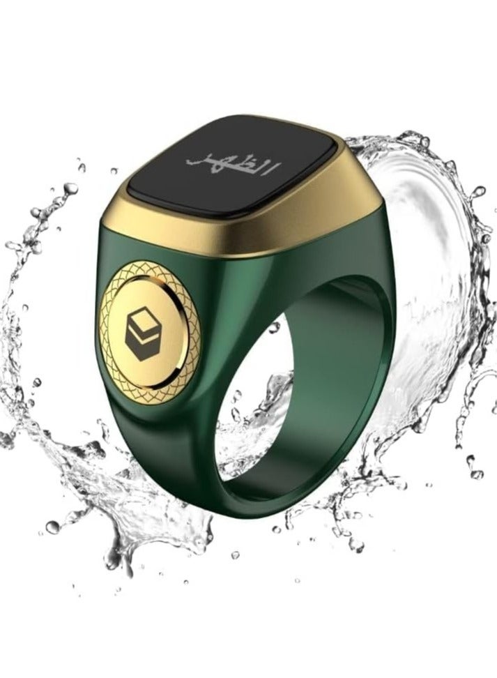 iQIBLA Iqibla Smart Tasbih Zikr Ring Muslim Prayer Prayer timing reminder OLED display Tasbih Counter Smart Ring Wearable Green 18mm USB  - Image 3