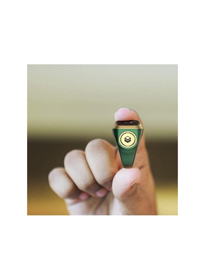 iQIBLA Iqibla Smart Tasbih Zikr Ring Muslim Prayer Prayer timing reminder OLED display Tasbih Counter Smart Ring Wearable Green 18mm USB  - Image 4