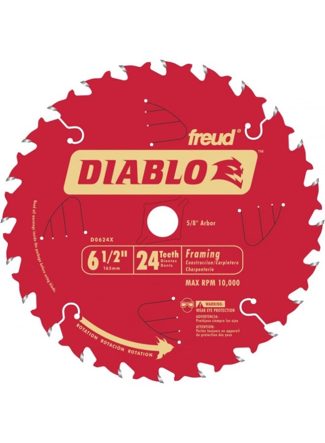 Diablo Diablo Framing Saw Blade for Wood - TiCo Hi-Density Carbide, Non-Stick Perma-Shield Coating, 6-1/2" Diameter, 24 Teeth, .059" Kerf - D0624X  - Image 2