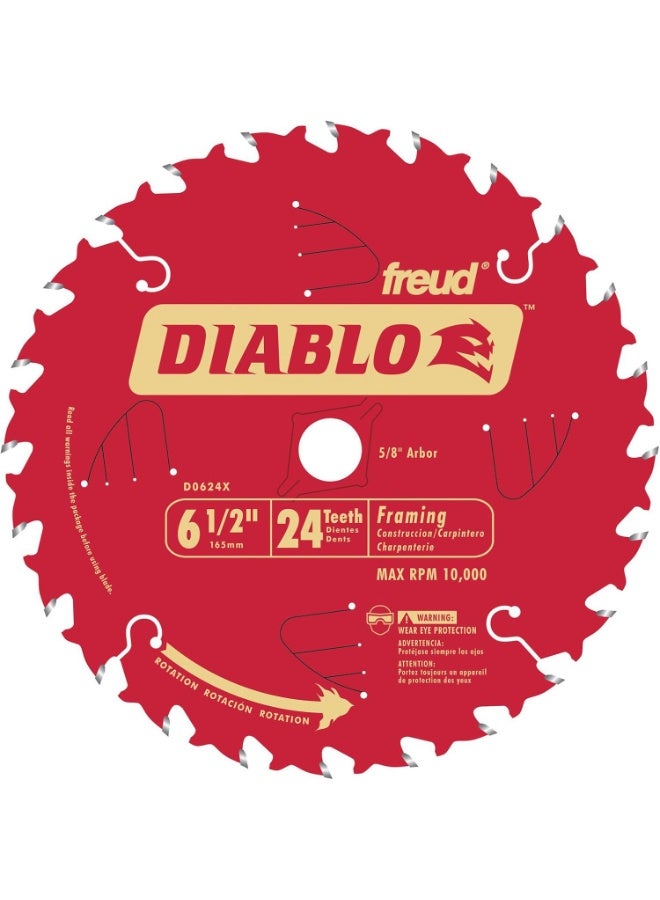 Diablo Diablo Framing Saw Blade for Wood - TiCo Hi-Density Carbide, Non-Stick Perma-Shield Coating, 6-1/2" Diameter, 24 Teeth, .059" Kerf - D0624X  - Image 3