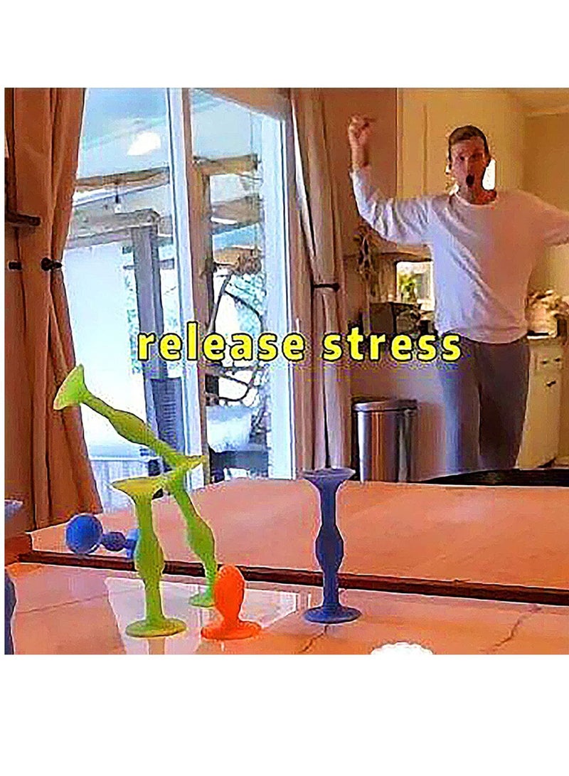 NIBEMINENT Pop Sucker Toys, Silicone Target Marker and Darts Funny Toy Set, Outdoor Competitive Games, Release Stress Family Interactive for Glass, Metal, Plastic Multiple Surfaces - Image 3