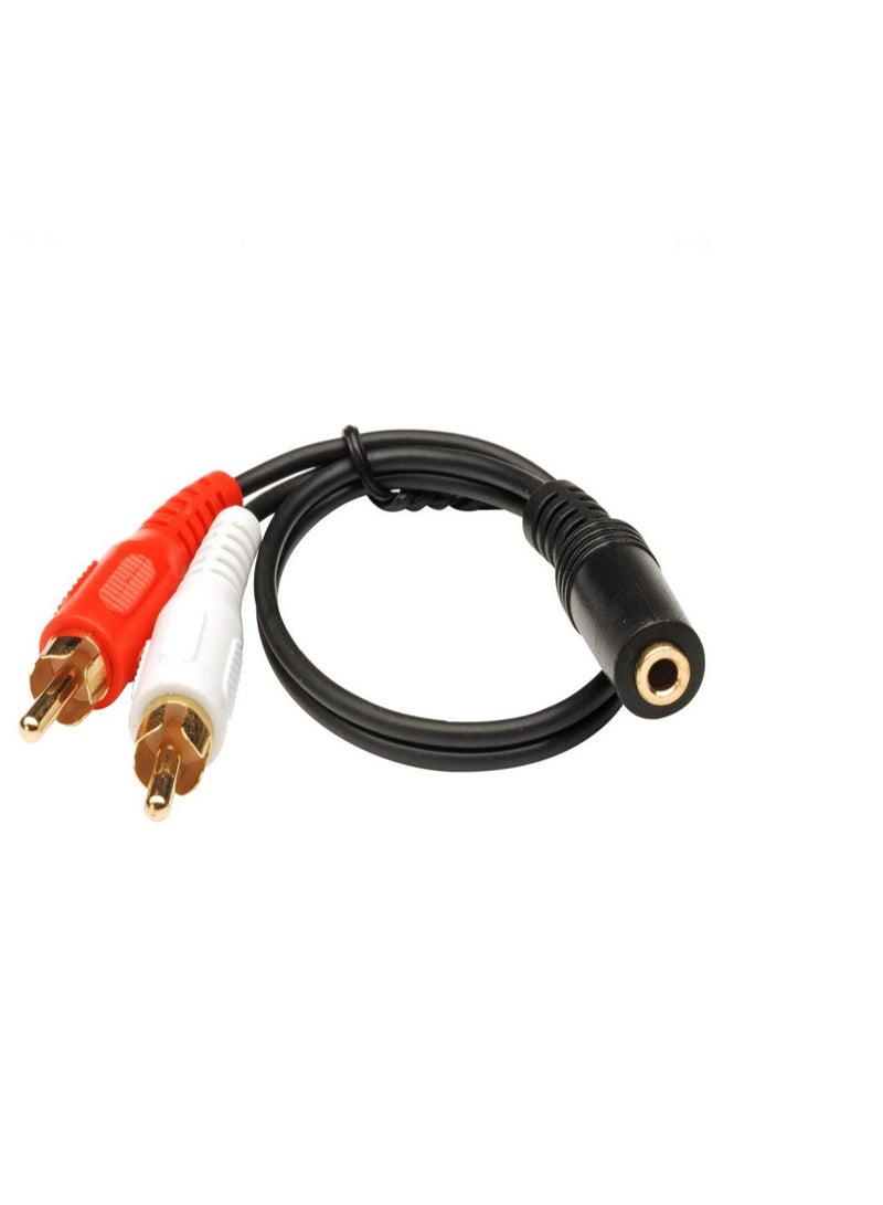 Female Stereo Jack to 2 RCA Male Plugs 3.5mm 