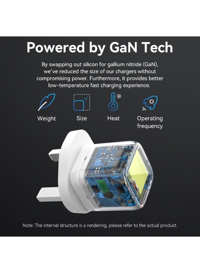 VENTION 1-port USB-C GaN Charger(30W) UK-Plug White Model # FAKW0-UK - Image 2
