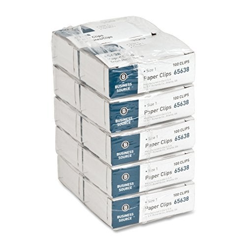 Business Source Paper Clips, Size 1, Regular, .033 Wire Gauge, 100/Box, 10 Boxes Total - Image 1