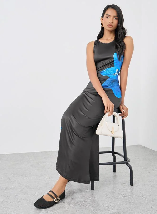 تايك تو Take Two Floral Print Sleeveless Knitted Maxi Dress