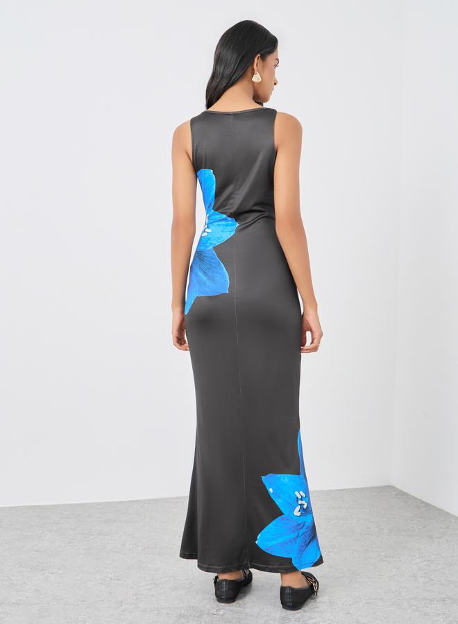 Take Two Floral Print Sleeveless Knitted Maxi Dress - Image 5