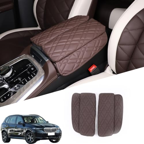 وسادة كونسول السيارة JONKOKO لسيارات BMW X5 G05 X6 G06 X7 G07 2019-2023 غطاء مسند ذراع جلد وسادة مقاومة للماء واقي لصندوق مسند الذراع ملحقات نمط A