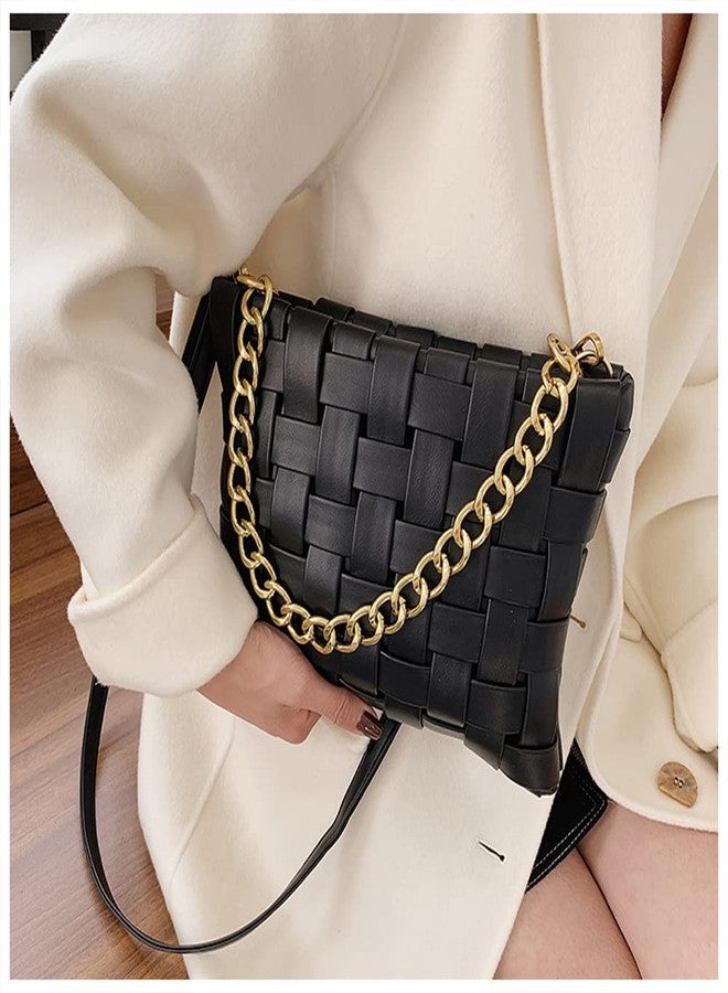 واي بي حقيبة كروس كبيرة للنساء من YP، مصنوعة من جلد البولي يوريثان، بتصميم ظرف منسوج، مناسبة لحملها على الكتف (أسود). - Image 5