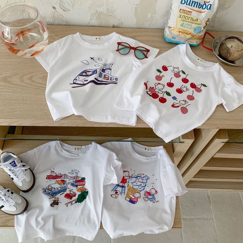 Children'S T-Shirt 2025 Summer Boys And Girls New Cartoon Children Korean Double-Sided Printed T-Shirt Class A South Korea Trendy - Image 3