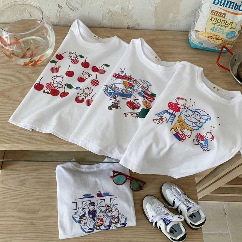 Children'S T-Shirt 2025 Summer Boys And Girls New Cartoon Children Korean Double-Sided Printed T-Shirt Class A South Korea Trendy - Image 2