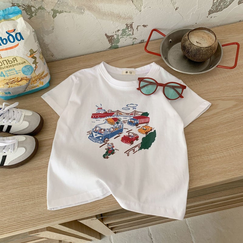 Children'S T-Shirt 2025 Summer Boys And Girls New Cartoon Children Korean Double-Sided Printed T-Shirt Class A South Korea Trendy - Image 1