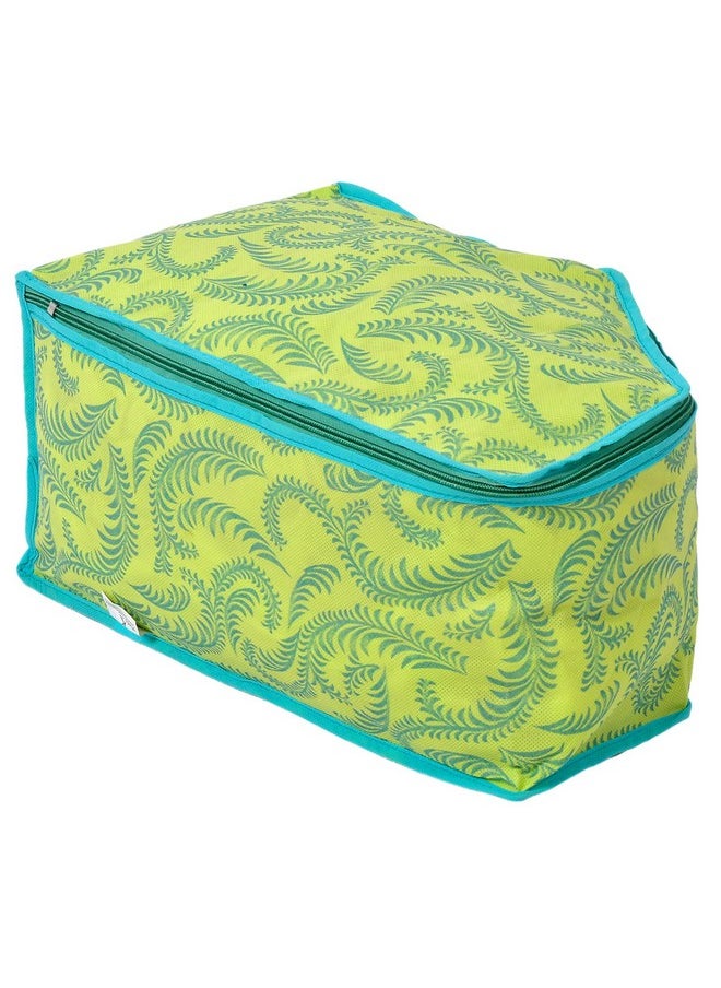 Kuber Industries Kuber Industries Leaf Printed Non-Woven Blouse Cover Wardrobe Organiser Clothes Storage Bag With Front Window- Pack of 2 (Green)-44KM0528  - Image 4