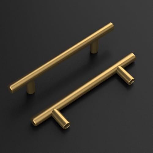 goldenwarm 50 Pack Brushed Gold Cabinet Handles 3-3/4in Drawer Pulls Brass Kitchen Cabinet Hardware 96mm Centers - LS201GD96 Kitchen Cabinet Bar Handles Pulls for Dresser Drawer - Image 2