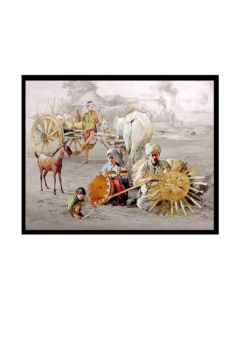 TREEMAISON Treemaison Paper Village Scene - Painting Village Scene Without Frame, 17 Inch  - Image 1