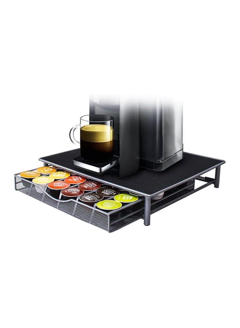 بلومنغ تايم حامل كبسولات القهوة، حامل كبسولات أسود، حصيرة مضادة للانزلاق مع درج فولاذي قوي، آلات القهوة تحمل 36 كبسولة في الدرج، ملحقات تخزين القهوة للمنزل أو المكتب - Image 3