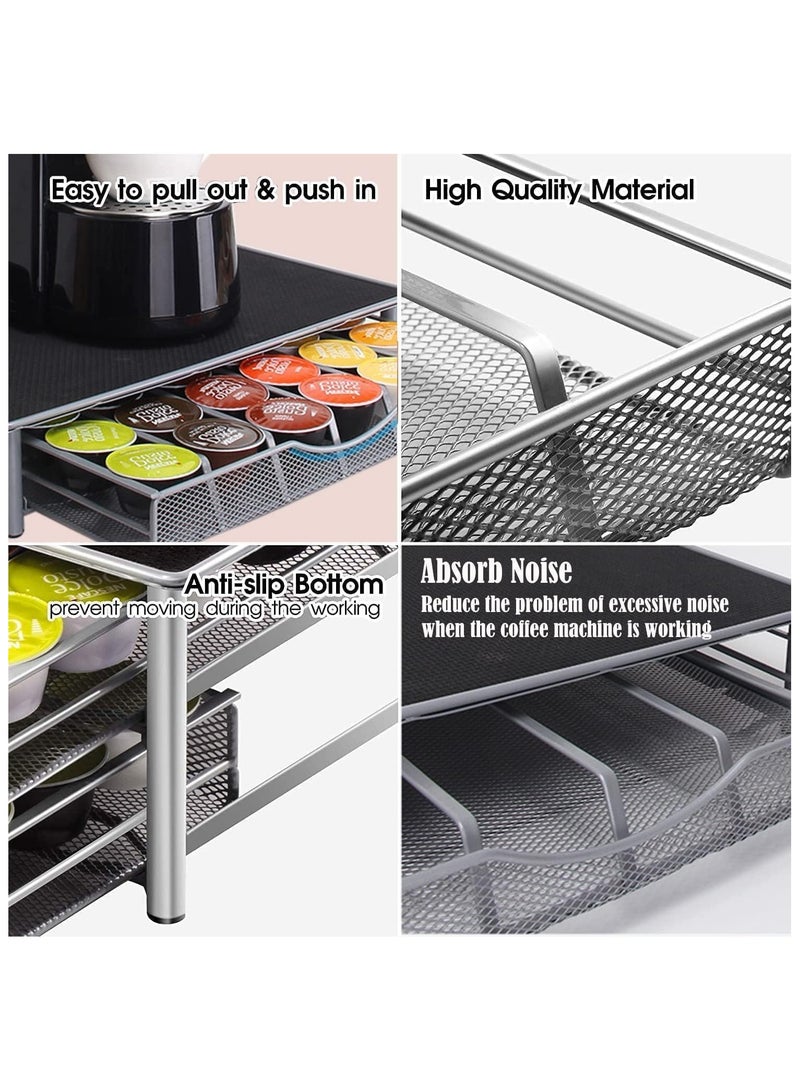 بلومنغ تايم حامل كبسولات القهوة، حامل كبسولات أسود، حصيرة مضادة للانزلاق مع درج فولاذي قوي، آلات القهوة تحمل 36 كبسولة في الدرج، ملحقات تخزين القهوة للمنزل أو المكتب - Image 5