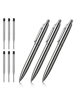 3 Pcs Retractable Metal Ballpoint Pens, For Gift, Business, Office, 1.0Mm Medium Point Black Ink, 6 Extras Replaceable Metal Refills - Stainess Steel - pzsku/Z41B50A8CD7DEA1FDF5B3Z/45/_/1731927149/7cc083c3-5409-49a1-a922-2efa0649bbe5