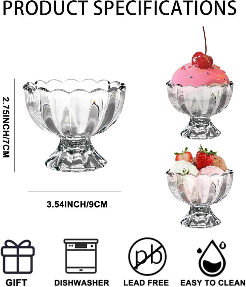CHPINDAM Vintage Glass Dessert Bowls Ice Cream cups 5oz Dessert cups for Sundae Fruit Ice Cream Pudding small snacksCondiment 6 - Image 2