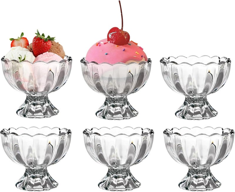 CHPINDAM Vintage Glass Dessert Bowls Ice Cream cups 5oz Dessert cups for Sundae Fruit Ice Cream Pudding small snacksCondiment 6 - Image 1