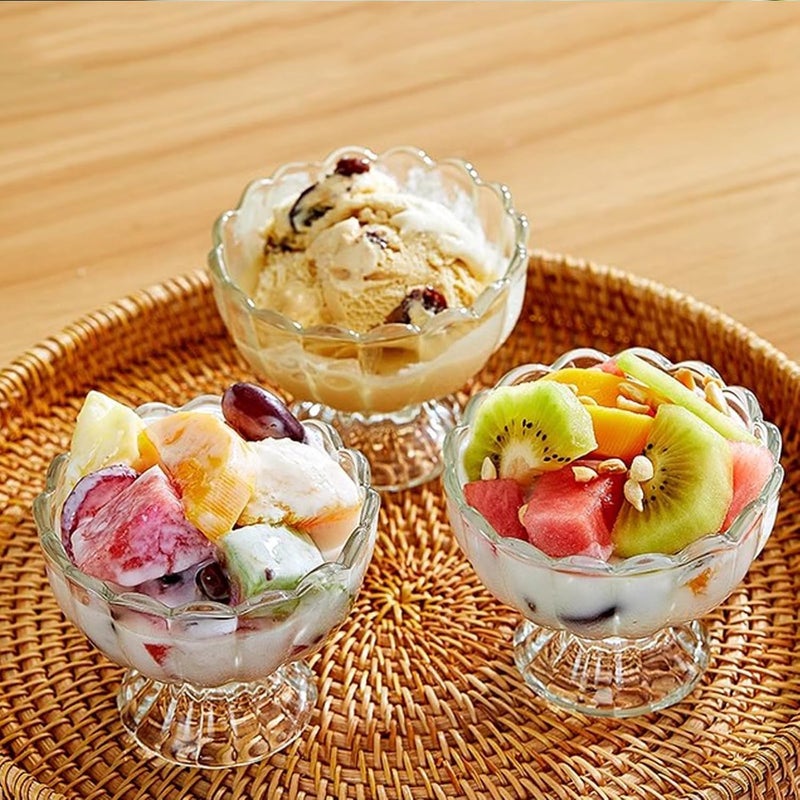 CHPINDAM Vintage Glass Dessert Bowls Ice Cream cups 5oz Dessert cups for Sundae Fruit Ice Cream Pudding small snacksCondiment 6 - Image 5