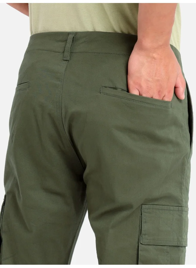Beyoung Crocodile Green Signature Cargo Pants