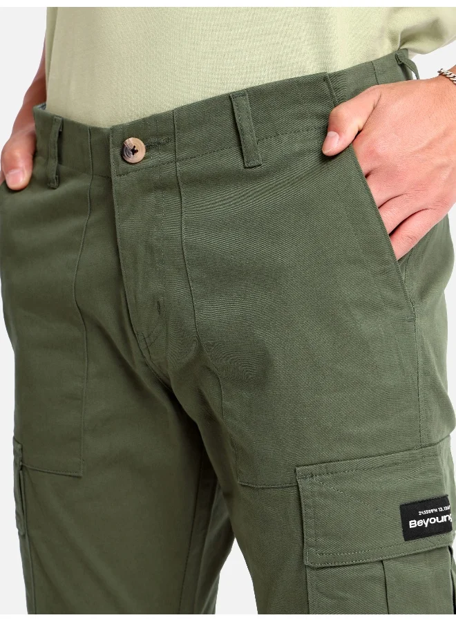 Beyoung Crocodile Green Signature Cargo Pants