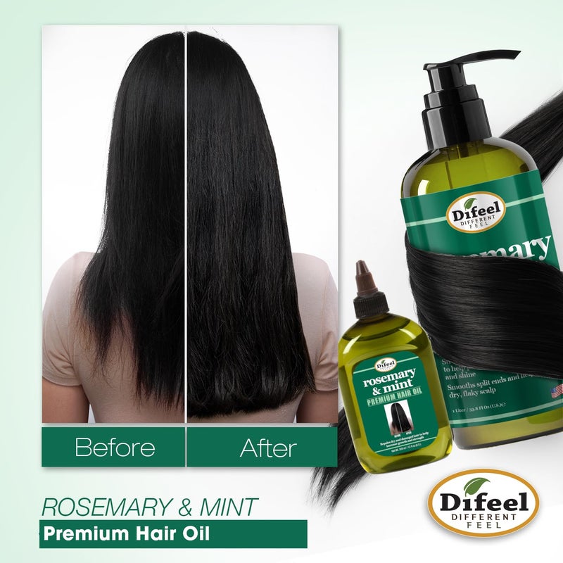 Difeel Rosemary and Mint Premium Hair Oil with Biotin - LARGE 12 oz. - Natural Rosemary Oil for Hair Growth & Biotin - Image 3