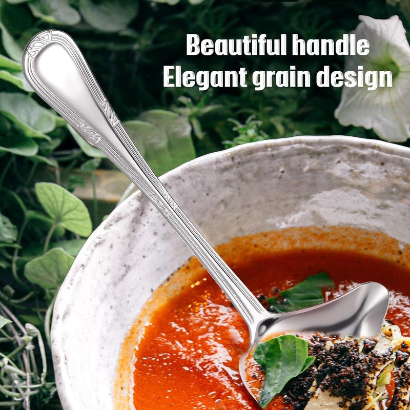 SYOSI 2 Pack Stainless Steel Duckbill Sauce Ladle, Long Handle Gravy and Soup Spoon with Pouring Spout, Rust Resistant Polished Ladle Set for Serving Sauces, Soups, Dressings, and Gravies - Image 2