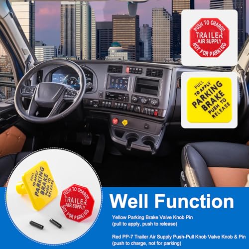 Tigbear Parking and Air Brake Knobs 248433 290655 248433 Yellow Parking Brake 290655 Red Tractor Trailer Air Brake Knob Compatible with Bendix Replace TR248433 TR290655 - Image 3