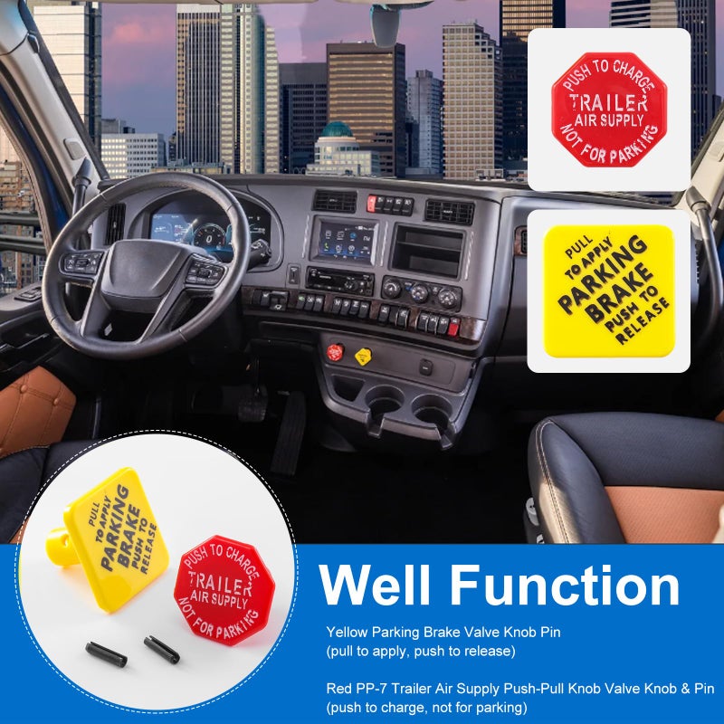 Tigbear Parking and Air Brake Knobs 248433 290655 248433 Yellow Parking Brake 290655 Red Tractor Trailer Air Brake Knob Compatible with Bendix Replace TR248433 TR290655 - Image 4