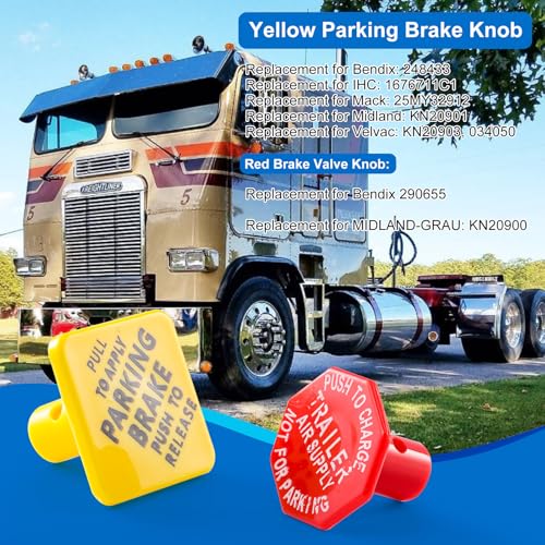 Tigbear Parking and Air Brake Knobs 248433 290655 248433 Yellow Parking Brake 290655 Red Tractor Trailer Air Brake Knob Compatible with Bendix Replace TR248433 TR290655 - Image 5