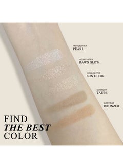 KYDA Face Highlighter Palette, High Glossy Face Illuminator Palette, Natural Glow Finish, Pearl Shimmer Smooth Baked Powder, Lasting Sparkling Highlighter Makeup-DAWN GLOW  - Image 4