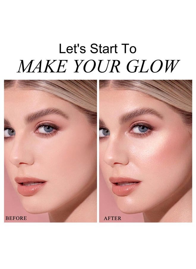 KYDA - Face Highlighter Palette, High Glossy Face Illuminator Palette, Natural Glow Finish, Pearl Shimmer Smooth Baked Powder, Lasting Sparkling Highlighter Makeup-DAWN GLOW - Image 1