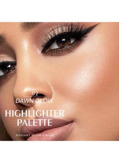 KYDA Face Highlighter Palette, High Glossy Face Illuminator Palette, Natural Glow Finish, Pearl Shimmer Smooth Baked Powder, Lasting Sparkling Highlighter Makeup-DAWN GLOW  - Image 3