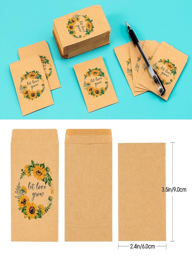 CINPIUK Wedding Favor Seed Packets, 100PCS Let Love Grow Self Adhesive Seed Packets Retro Kraft Envelopes Seeds Storage Paper Packets for Rustic Sunflower Wedding Baby Shower Favors - Image 5