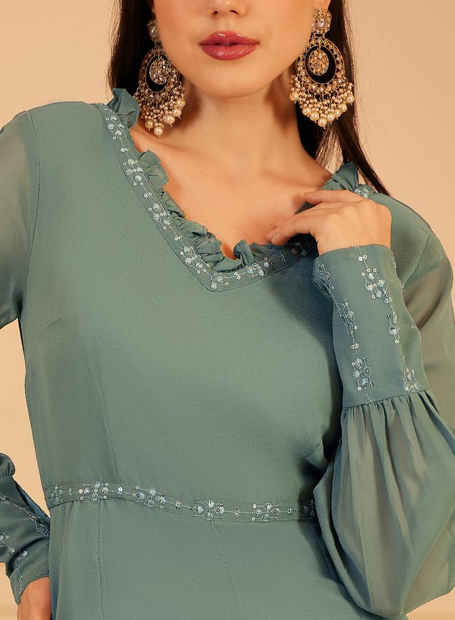 STREET 9 جمبسوت بأكمام بالون مزينة بياقة على شكل  من ستريت - Image 2