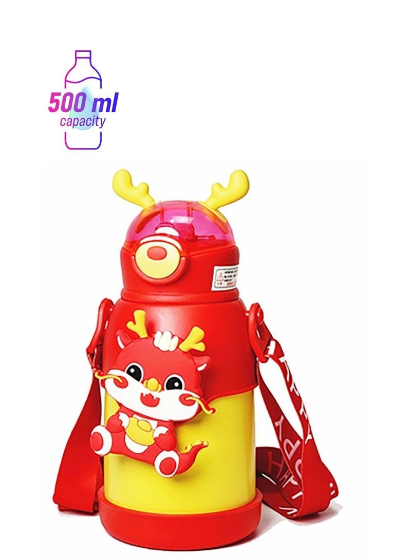 LITTLE SURPRISE BOX Orange Lucky Dragon theme Kids Water Bottle 500ml  - Image 1