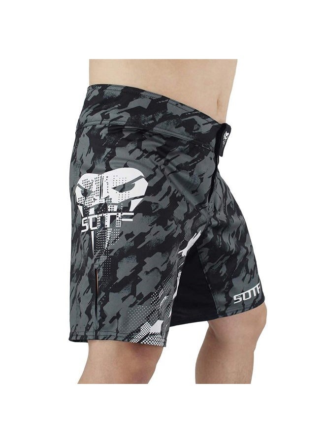 SOTF Boxing Shorts for Men Training Fight Shorts Men MMA BJJ Shorts No Gi, Gray, XL - Image 2