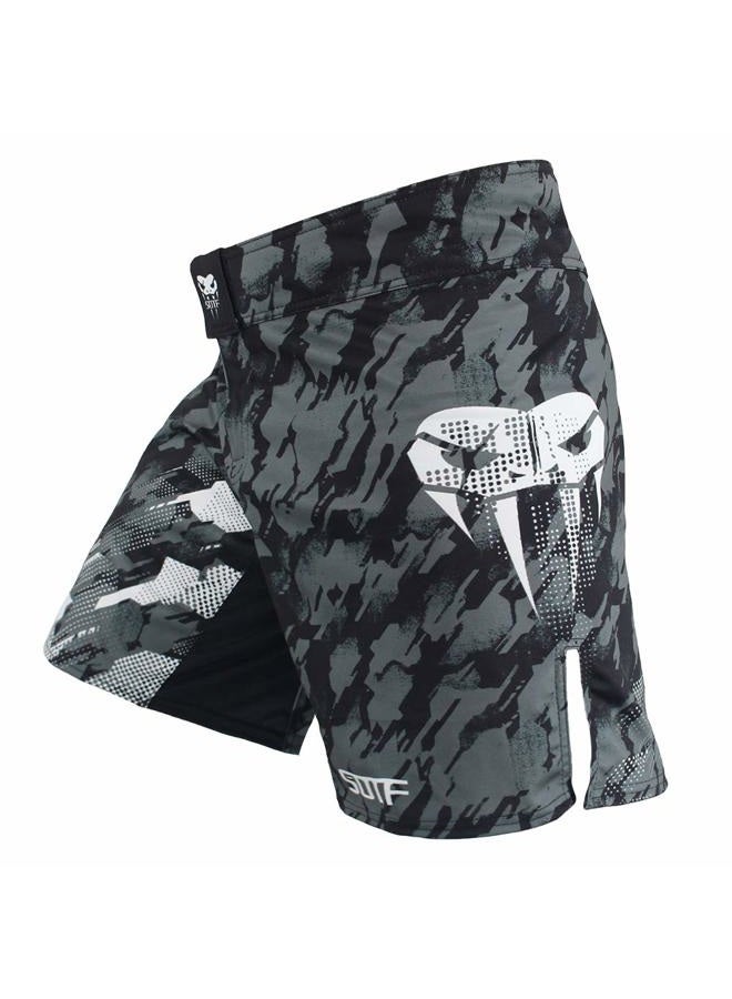 SOTF Boxing Shorts for Men Training Fight Shorts Men MMA BJJ Shorts No Gi, Gray, XL - Image 1