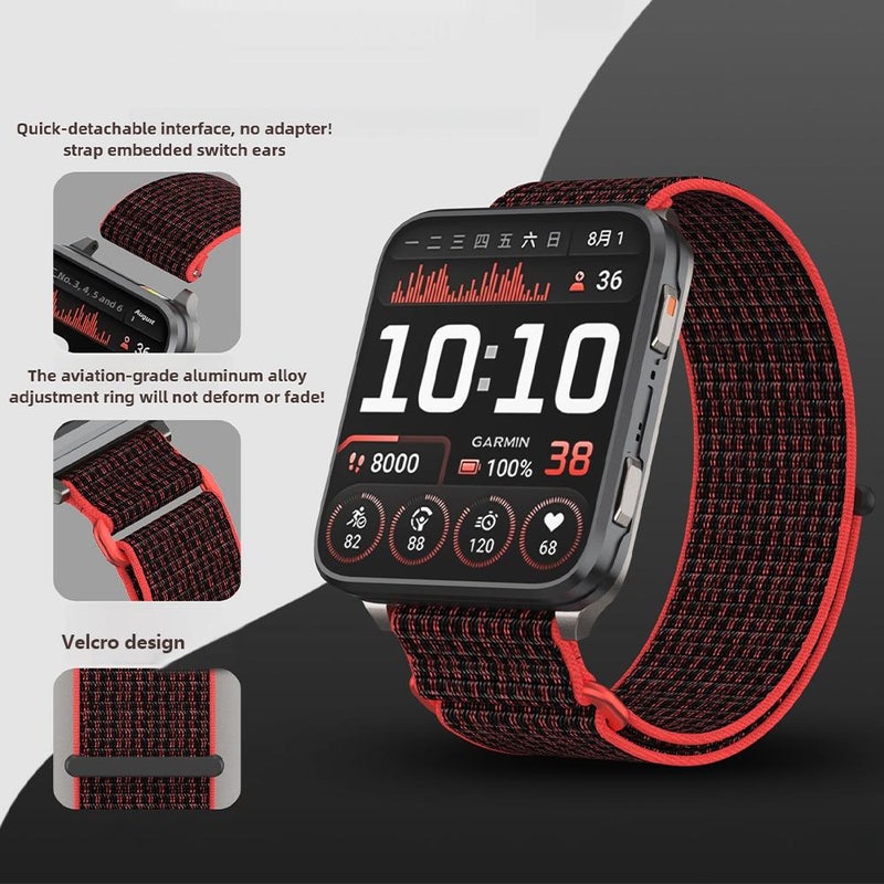 إيروريكس سوار ساعة Garmin Venu X1 ثنائي القسم مزود بحلقة معدنية من النايلون مع خطاف وحلقة (أرجواني دخاني) - Image 4