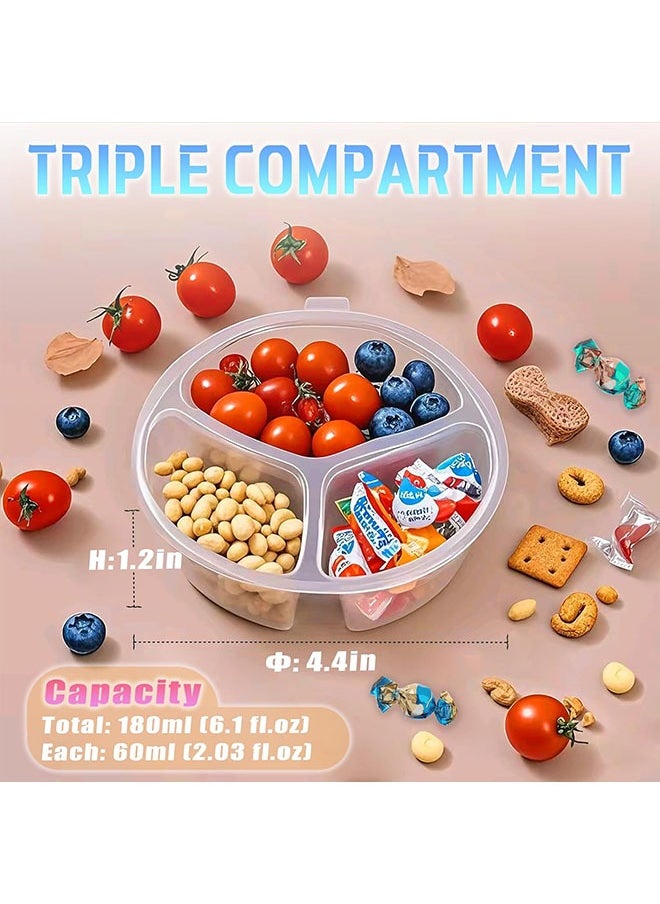 30Pcs Snack Box Containers, 3 Compartment Condiment Containers with Lids, Reusable Small Sauce Dipping Containers, Grab and Go Mini Snack Containers, Disposable Snack Pack Container for Kids Adults