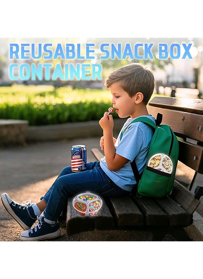 30Pcs Snack Box Containers, 3 Compartment Condiment Containers with Lids, Reusable Small Sauce Dipping Containers, Grab and Go Mini Snack Containers, Disposable Snack Pack Container for Kids Adults