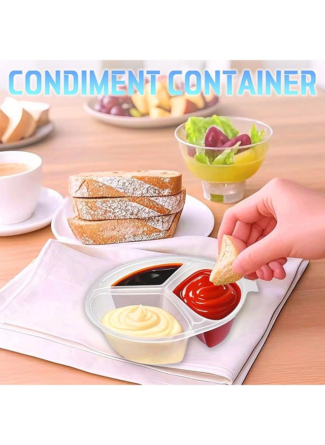 30Pcs Snack Box Containers, 3 Compartment Condiment Containers with Lids, Reusable Small Sauce Dipping Containers, Grab and Go Mini Snack Containers, Disposable Snack Pack Container for Kids Adults