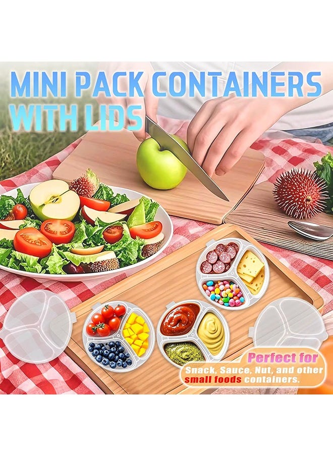 30Pcs Snack Box Containers, 3 Compartment Condiment Containers with Lids, Reusable Small Sauce Dipping Containers, Grab and Go Mini Snack Containers, Disposable Snack Pack Container for Kids Adults