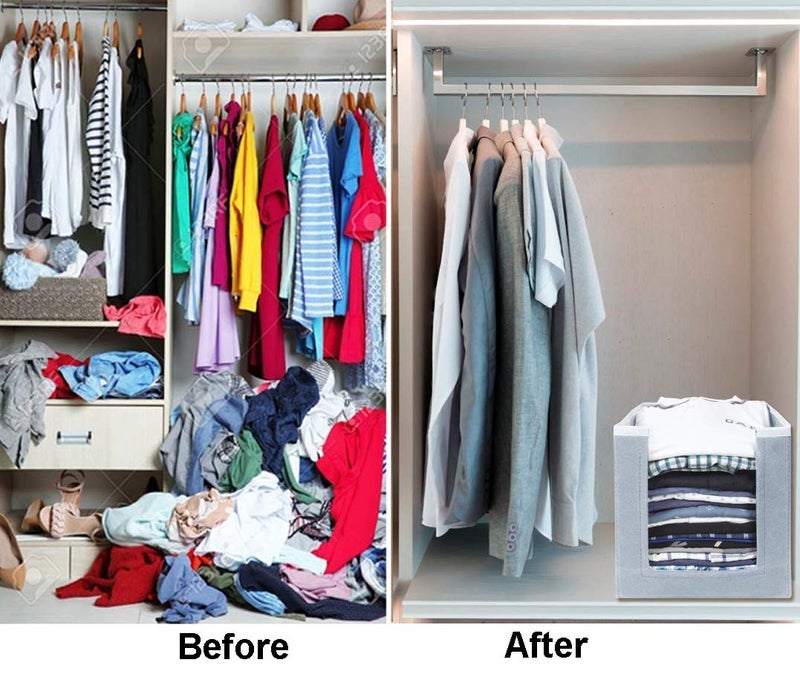 UNICRAFTS Pack of 2 Non Woven Shirt StackerClothes Organizer Clothing Cover Closet Wardrobe Organizer 381 x 254 x 254 Grey - Image 5