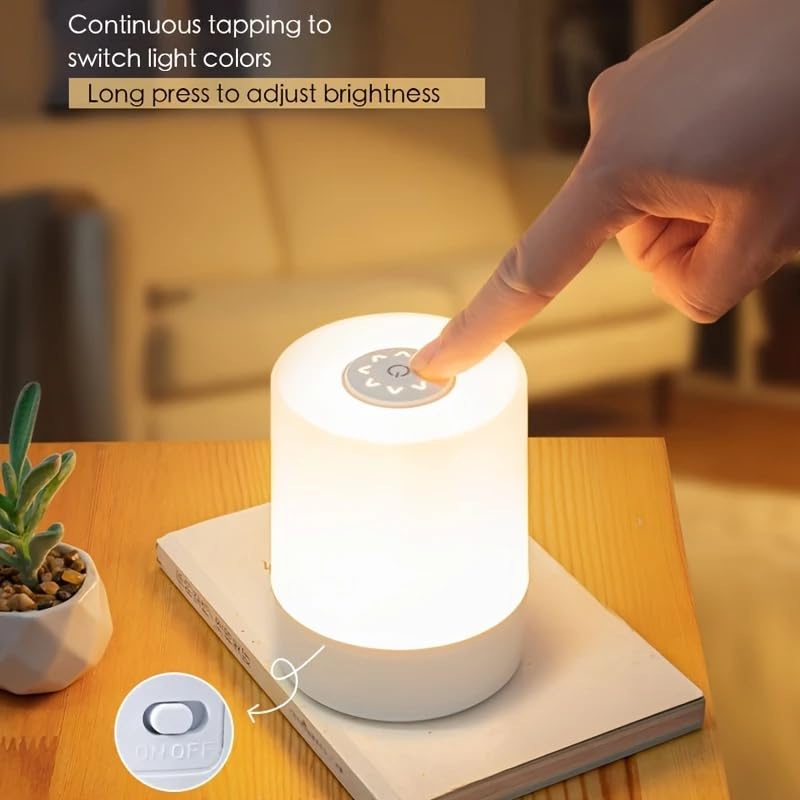 Niwlix Plastic Touch Control LED Table Lamp Night Light for Bedroom Rechargeable Brightness Adjustable Dimmable for Bedroom, Living Room, Study, Multicolour - Image 2