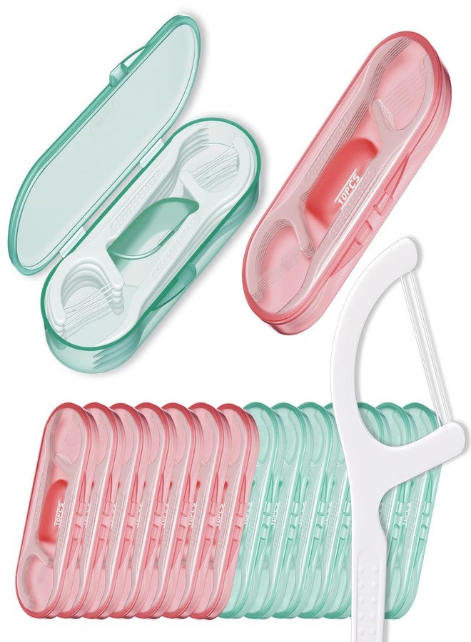 LemonRoad 140 Count Double Line Dental Floss Picks with 14 Portable Travel Case Double Line Floss Picks for Family Teeth Cleaning Sealed Portable Refillable Convenient Stocking Stuffers for Adults - Image 1
