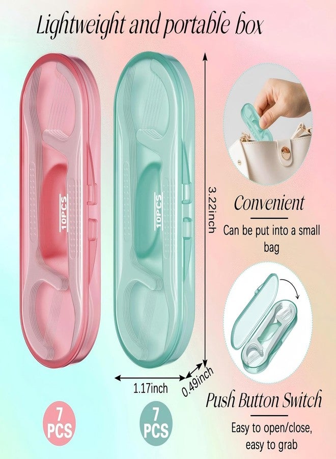 LemonRoad 140 Count Double Line Dental Floss Picks with 14 Portable Travel Case Double Line Floss Picks for Family Teeth Cleaning Sealed Portable Refillable Convenient Stocking Stuffers for Adults - Image 2