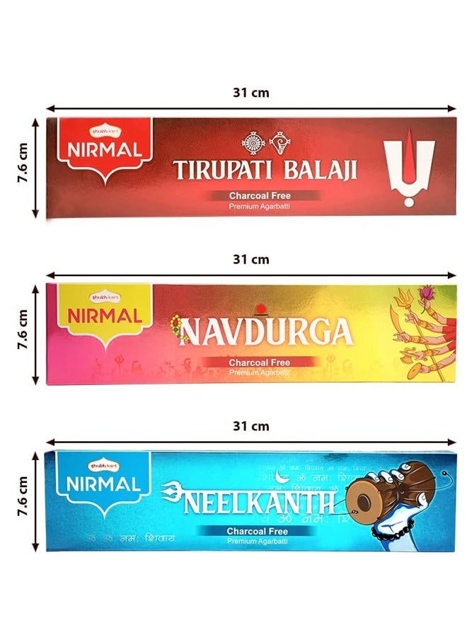 Nirmal Neelkanth, Navdurga & Tirupati Balaji Premium Fragrance 210 Incense Stick Agarbatti by Shubhkart (Pack of 3)  - Image 4